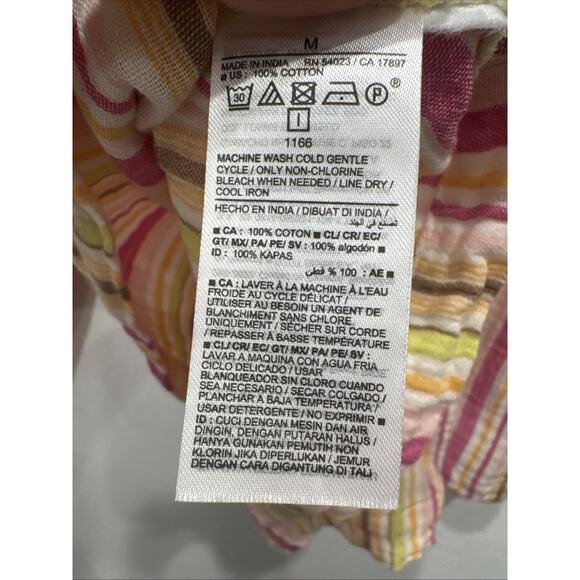 Old Navy Striped Peasant Top Women’s Size Medium Multi Color Gauze 100% Cotton - Picture 8 of 8